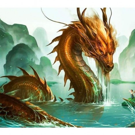 New Dream Art China Golden Dragon Decor Full Drill - 5D Diy Diamond Painting Kits