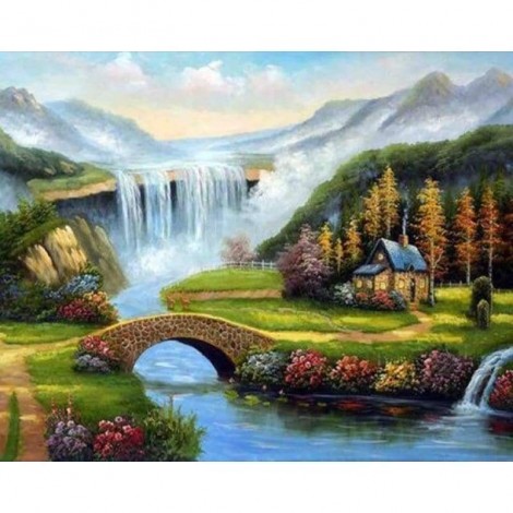 Dream Wall Decor Landscape Waterfalls Mountain Full Drill - 5D Diy Crystal Diamond Painting Kits