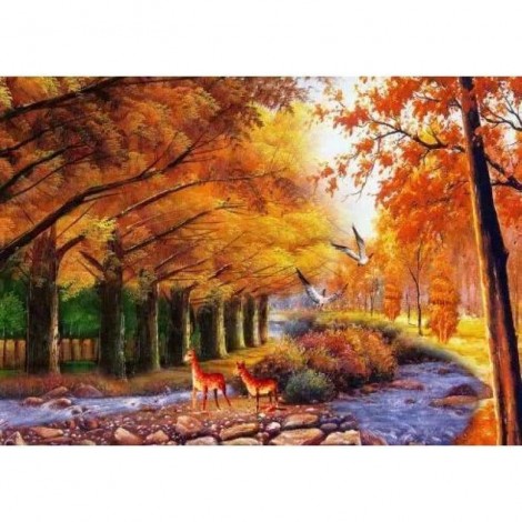 Hot Sale Full Full Drill - 5D Diy Diamond Painting Kits Autumn Forest Landscape