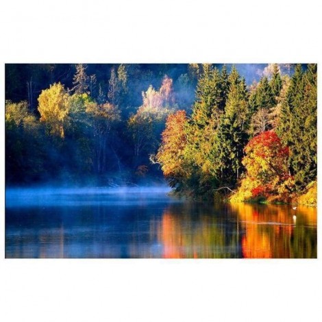 Full Drill - 5D DIY Diamond Painting Kits Charming Autumn Forest Clear Lake