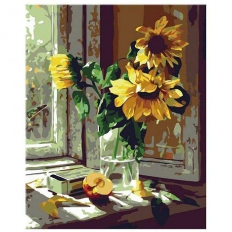 Full Drill - 5D DIY Diamond Painting Kits Sunshine Yellow Sunflower in Glass