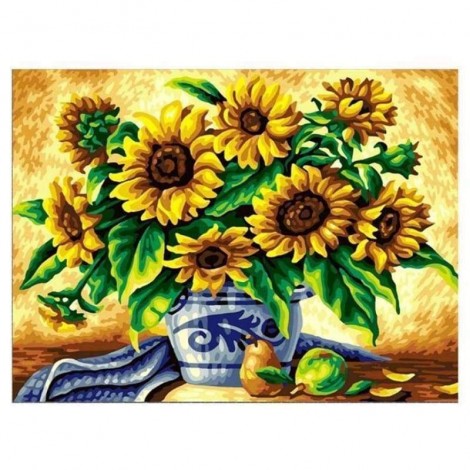 Full Drill - 5D Diamond Painting Kits Visional Sunflower in Vase