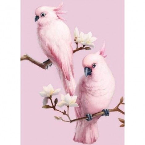 Full Drill - 5D Diamond Painting Kits Beautiful Special Pink Bird Parrots on the Branches