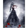Full Drill - 5D DIY Diamond Painting Kits Portrait Violin Black Girl for Red Flowers
