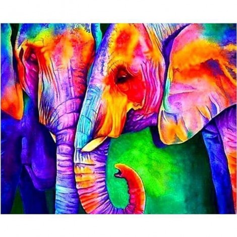 Full Drill - 5D DIY Diamond Painting Color Elephant Embroidery  Kits Watercolor