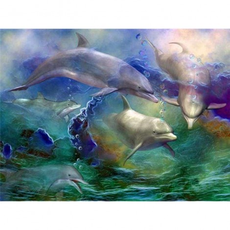 Full Drill - 5D DIY Diamond Painting Kits Fantasy Dream Cartoon Dolphins