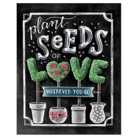 Full Drill - 5D Diamond Painting Kits Beautiful Plant Seeds Love Blackboard