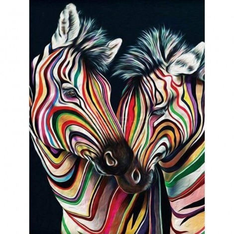 Full Drill - 5D DIY Diamond Painting Kits Watercolor Zebras Love