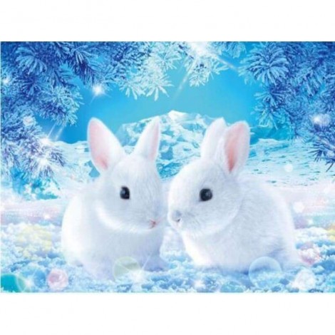 Full Drill - 5D DIY Diamond Painting Kits Winter White Rabbits
