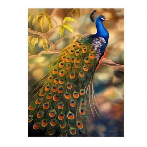 Full Drill - 5D DIY Diamond Painting Kits Fantastic Beautiful Gold Blue Peacock