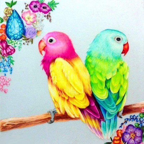 Full Drill - 5D DIY Diamond Painting Kits Special Visional Cute Loving Parrots
