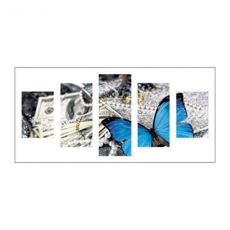 Full Drill - 5D DIY Diamond Painting Kits Multi Panel Blue Butterfly