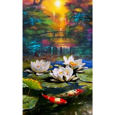 Full Drill - 5D Diamond Painting Kits Pure Lotus Floating on the Water