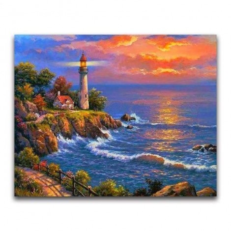 Oil Painting Style Lighthouse Pattern Diy Full Drill - 5D Diamond Painting Kits