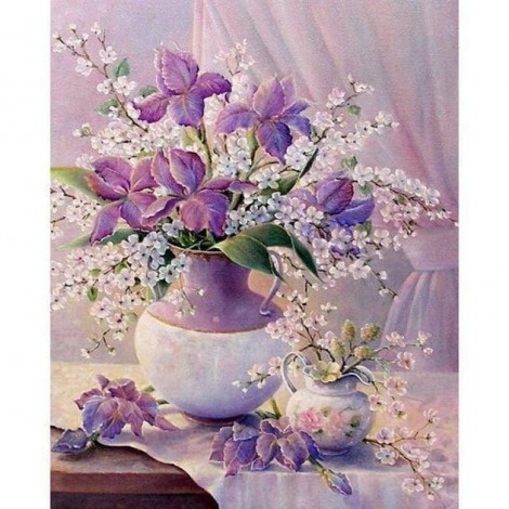 Lavender And Pink Flowers Full Drill - 5D Diy Diamond Painting Cross Stitch Kits