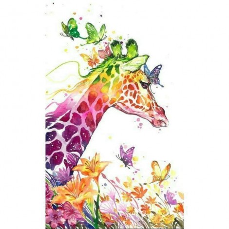 Full Drill - 5D DIY Diamond Painting Colored Giraffe Embroidery  Watercolor
