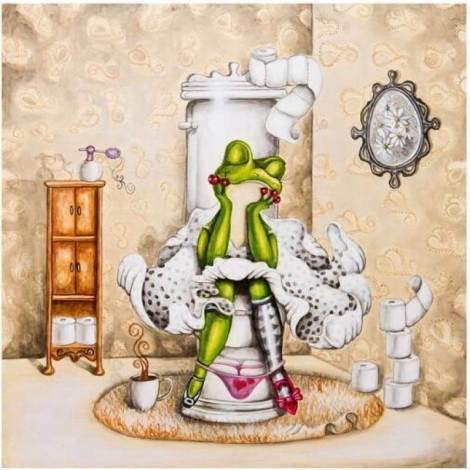 Full Drill - 5D DIY Diamond Painting Kits Cartoon Funny Toilet Frog