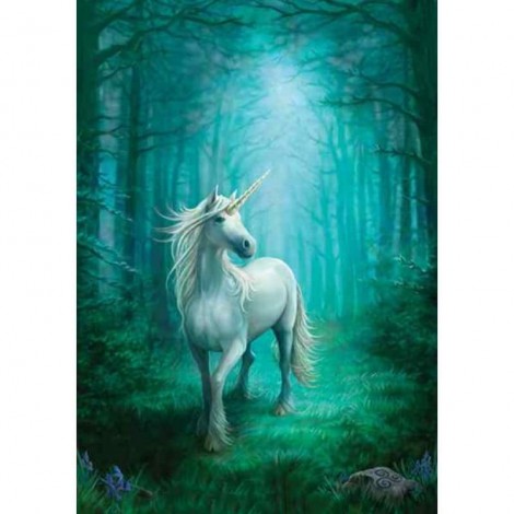 Full Drill - 5D DIY Diamond Painting Kits White Unicorn In the Forest