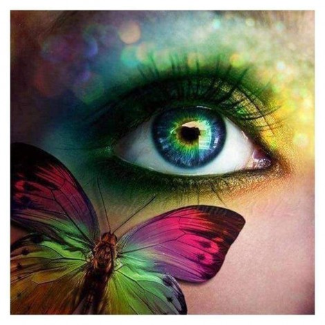 Full Drill - 5D DIY Diamond Painting Kits Dream Colored Beautiful Eyes And Butterfly