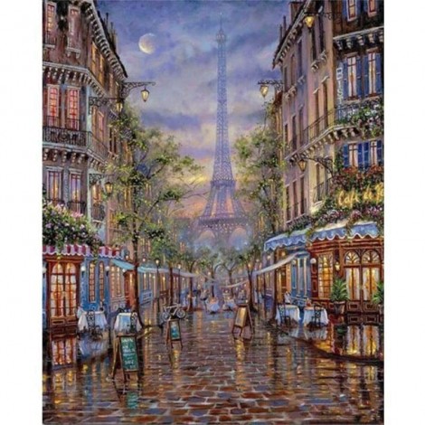 Oil Painting Style Landscape Street Eiffel Tower Full Drill - 5D Diy Diamond Painting Kits