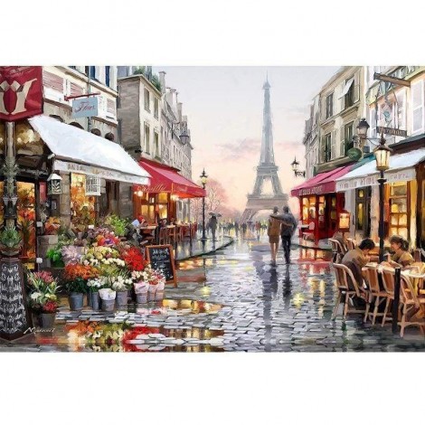 Oil Painting Style Eiffel Tower Street Full Drill - 5D Diy Diamond Painting Kits