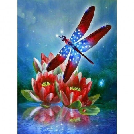 Full Drill - 5D DIY Diamond Painting Kits Different Color Dragonfly Lotus