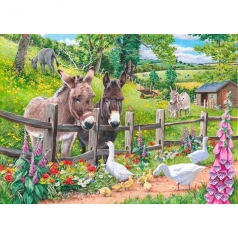 Full Drill - 5D Diamond Painting Kits Colored Drawing Donkey and Duck