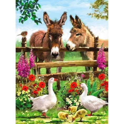 Full Drill - 5D Diamond Painting Kits Colored Drawing Duck Donkey