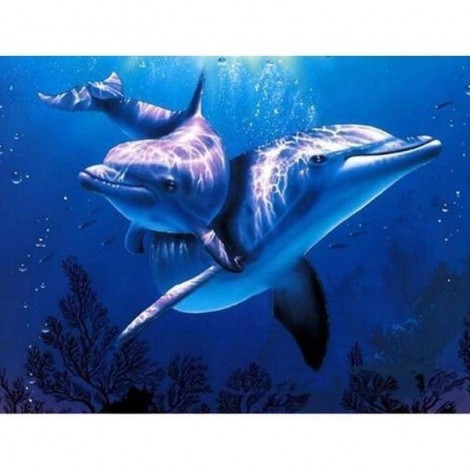 Full Drill - 5D DIY Diamond Painting Cute Dolphins in the Sea