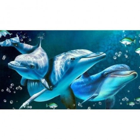 Full Drill - 5D DIY Diamond Painting Kits Cute Dolphins in the Sea