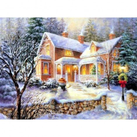 Full Drill - 5D DIY Diamond Painting Kits Snowy Cottage In Winter