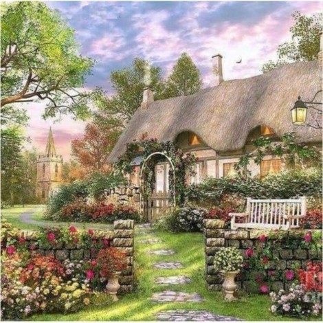 Full Drill - 5D DIY Diamond Painting Kits Spring Dream Landscape Cottage Picture