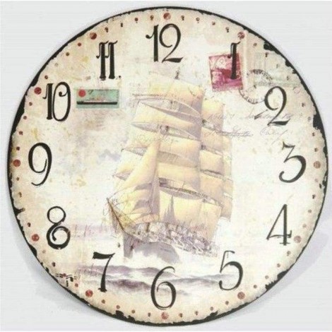 Retro Sailing Clock Full Drill - 5D DIY Embroidery  Diamond Painting Kits NB0158