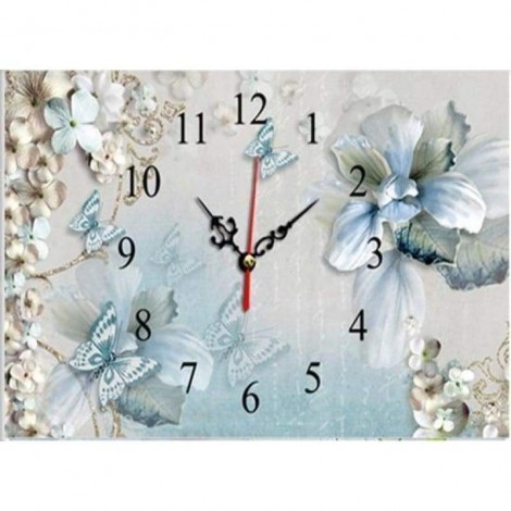 Full Drill - 5D DIY Diamond Painting Kits Beautiful Flower Butterfly And Clock