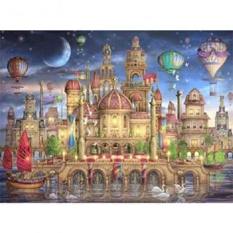 Full Drill - 5D DIY Diamond Painting Kits Colorful Cartoon Grand Castle Hot Air Balloon