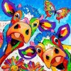 Full Drill - 5D Diamond Painting Kits Colred Drawing Cows Butterfly