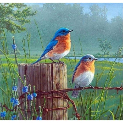 New Hot Sale Fast Delivery Blue Birds Full Drill - 5D Resin Diamond Painting